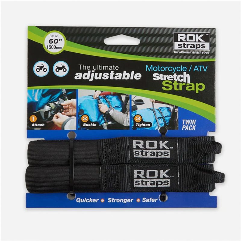 ROK straps 2 adjustable straps. Black. 500-1500 mm