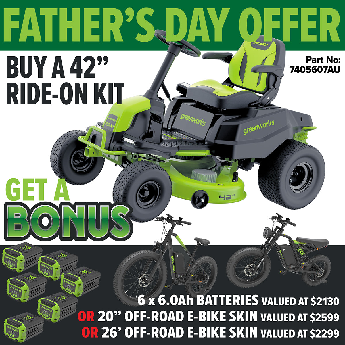 Greenworks 60V Pro 42" Ride-On Lawn Mower Kit - CRT426 Gen 1.5