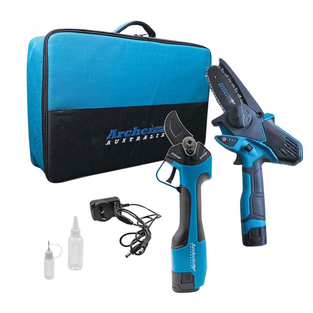 Archer Mini Battery Chainsaw & Pruning Shears - 2pc Kit