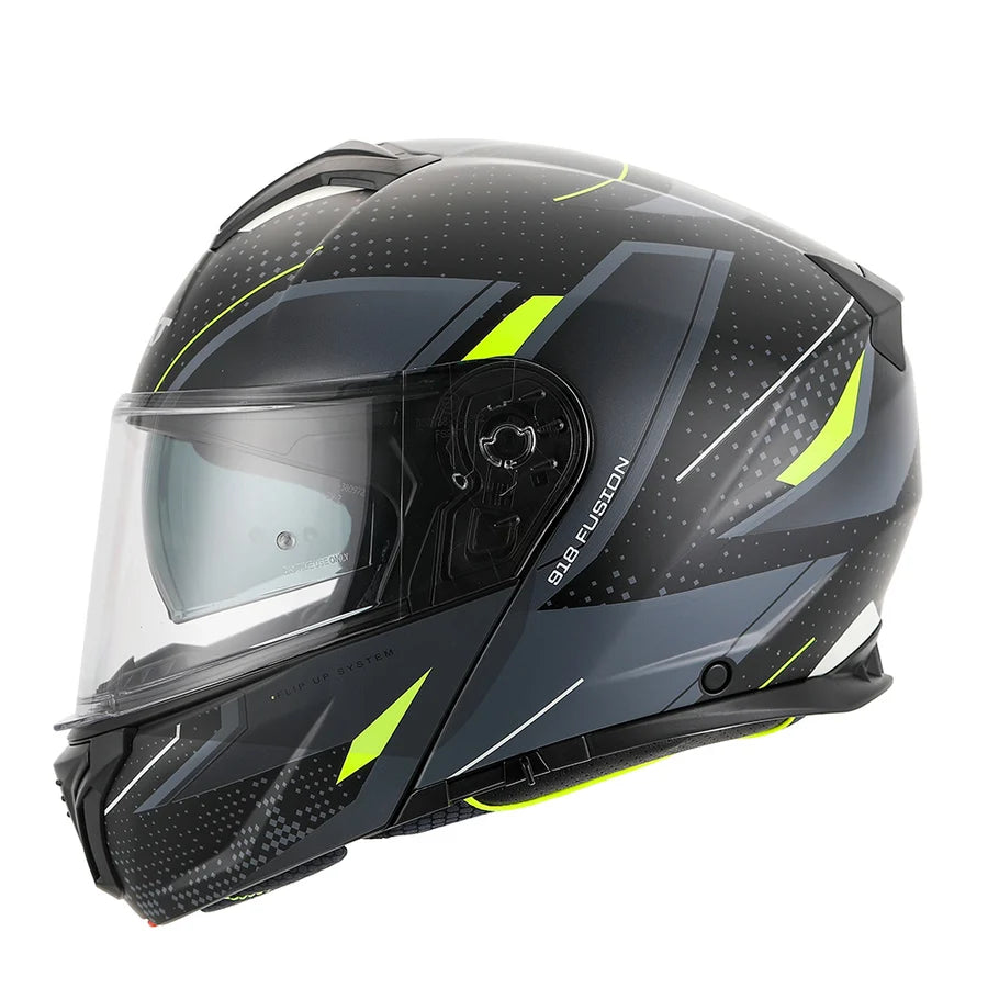 RXT 918 Flip-Up Fusion Matte Black/Grey/Fluro Yellow Helmet - XXL