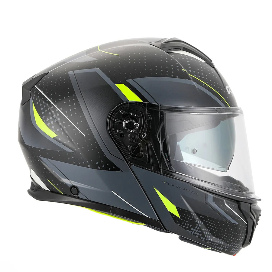 RXT 918 Flip-Up Fusion Matte Black/Grey/Fluro Yellow Helmet - XXL