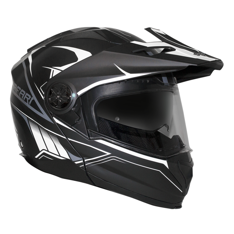 RXT Safari Motorcycle Helmet - Matt Black/White - X-Small