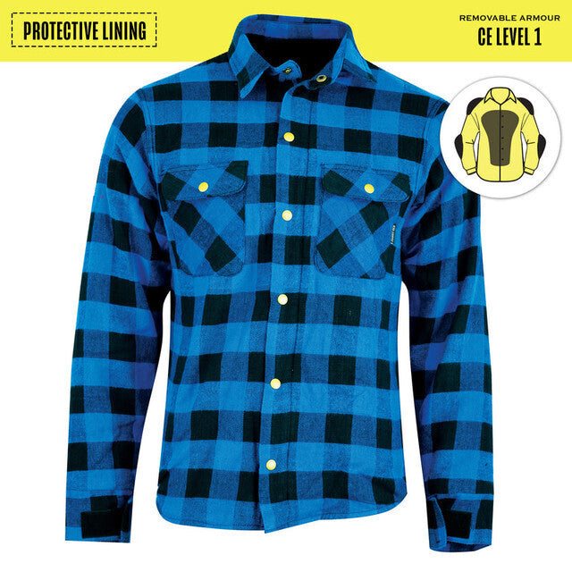Johnny Reb Mens Waratah Motorcycle Shirts -Blue Plaid - 3X-Large