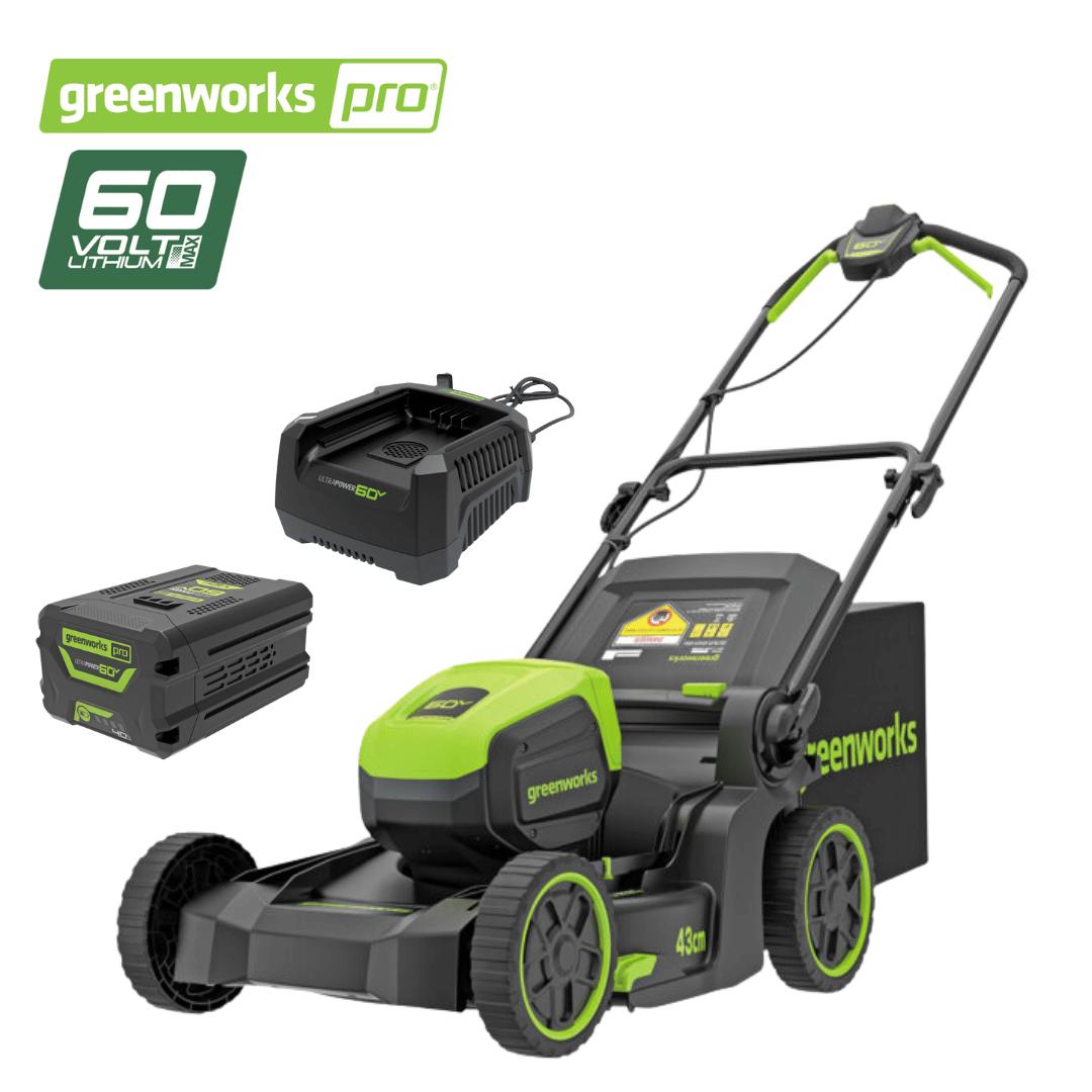 Greenworks 60V Pro Brushless Push Lawnmower Kit (43cm / 17″)
