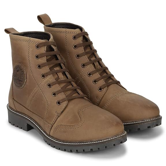 Royal Enfield Huntsman Leather Motorcycle Boots - Brown - EU 45 - Uk 11