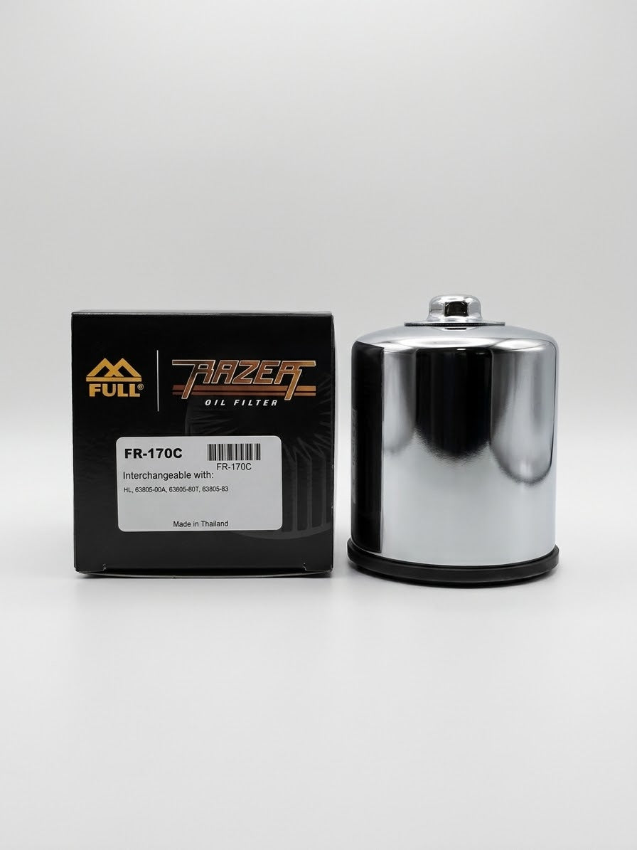 Full Razer Oil Filter For Harley Davidson 170C with Nut - Chrome