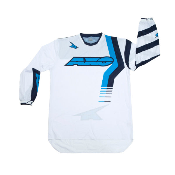Axo Trans-Am Vented Motorcycle Jersey - White/Blue - 2Xl