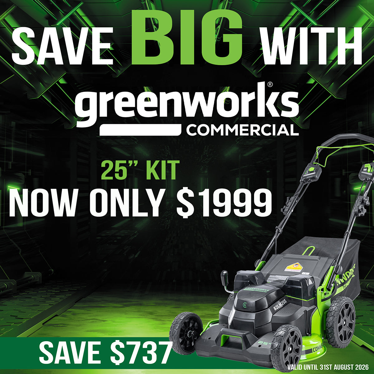 Greenworks 82V Self-Propelled Lawn Mower 25" - KIT
