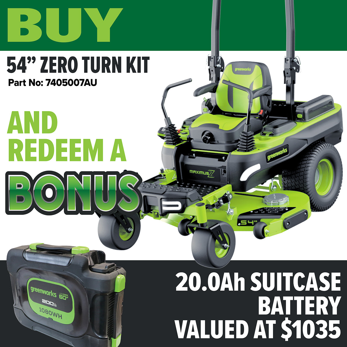 Greenworks 60V MaximusZ 54” Zero Turn Mower Kit
