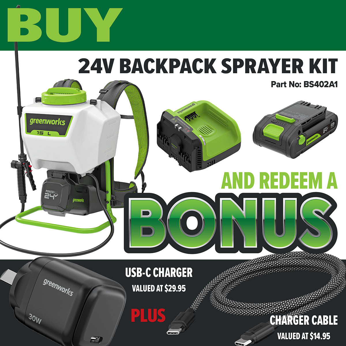 Greenworks 24V Backpack Sprayer Kit