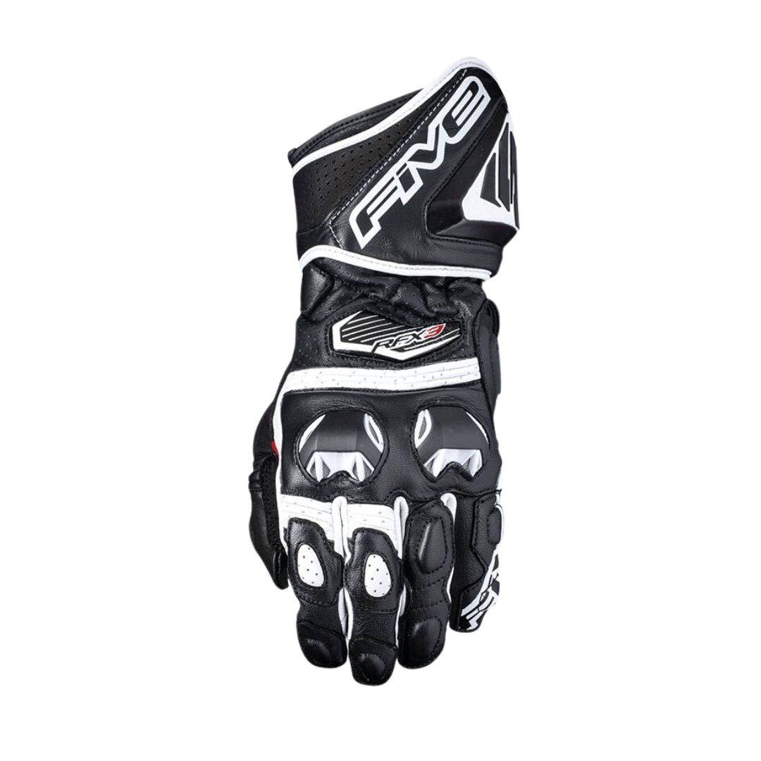 Five RFX-3 Motorcycle Leather Gloves - Black/White - 3X-Large