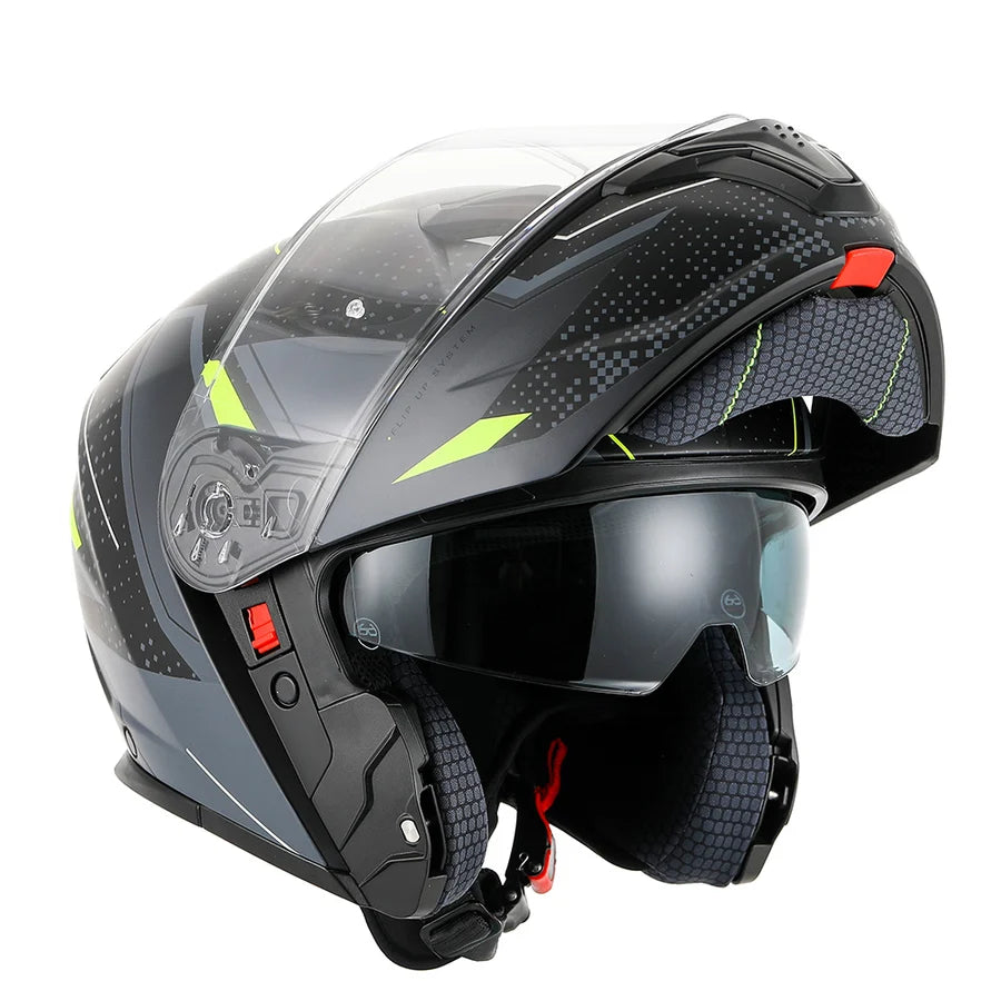 RXT 918 Flip-Up Fusion Matte Black/Grey/Fluro Yellow Helmet  - XXL
