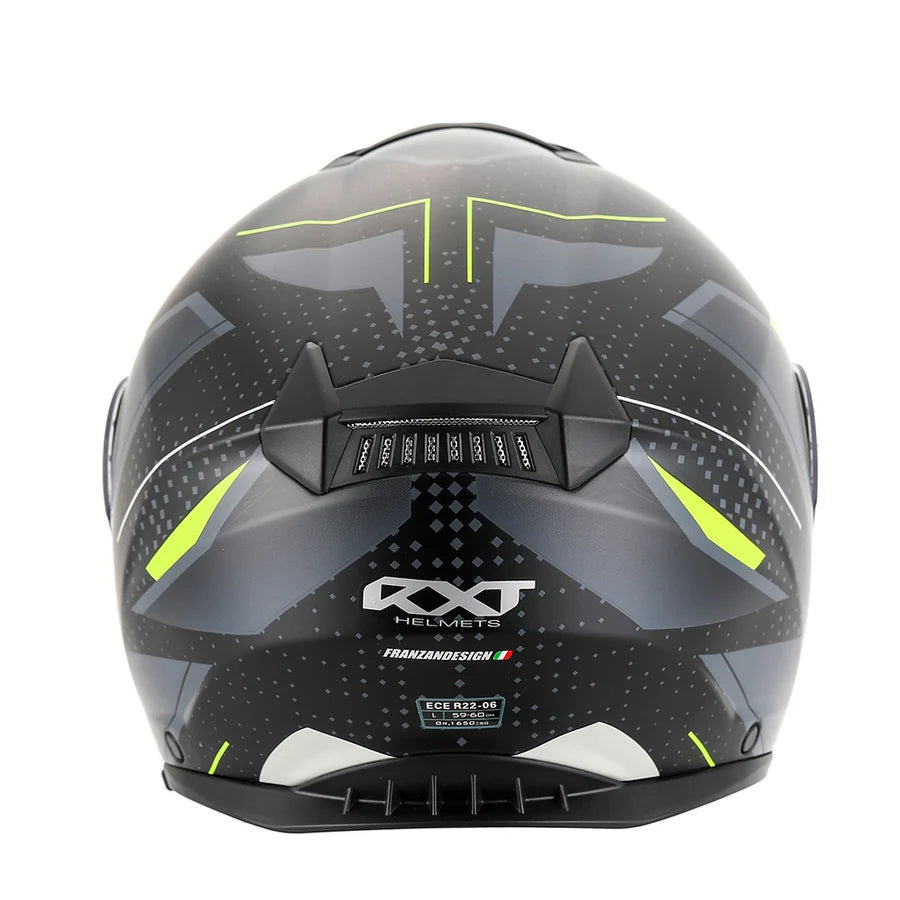 RXT 918 Flip-Up Fusion Matte Black/Grey/Fluro Yellow Helmet  - XXL