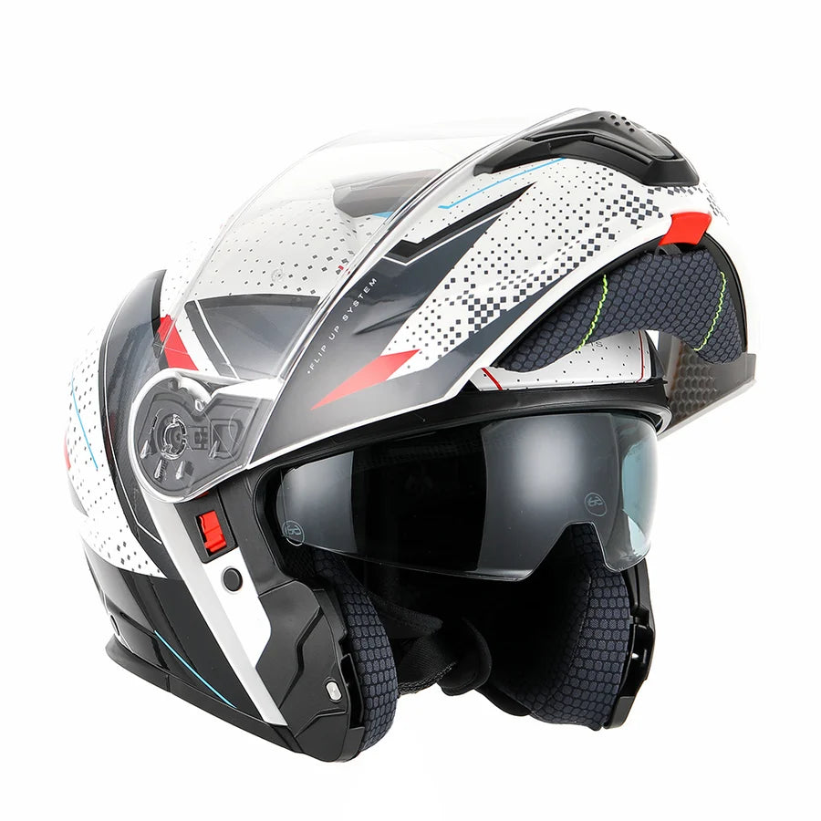 RXT 918 Flip-Up Fusion Gloss White/Black/Red Helmet - MEDIUM