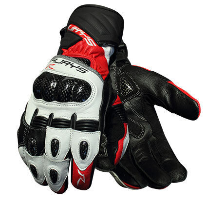 Rjays Long Cobra 2 Carbon Mens Leather Gloves - Red/White/Black - Small