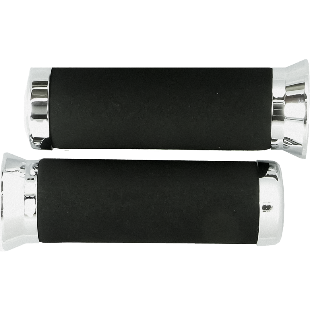 Motorcycle Foam Grips With Chrome End Cap 7/8 Inch Bars