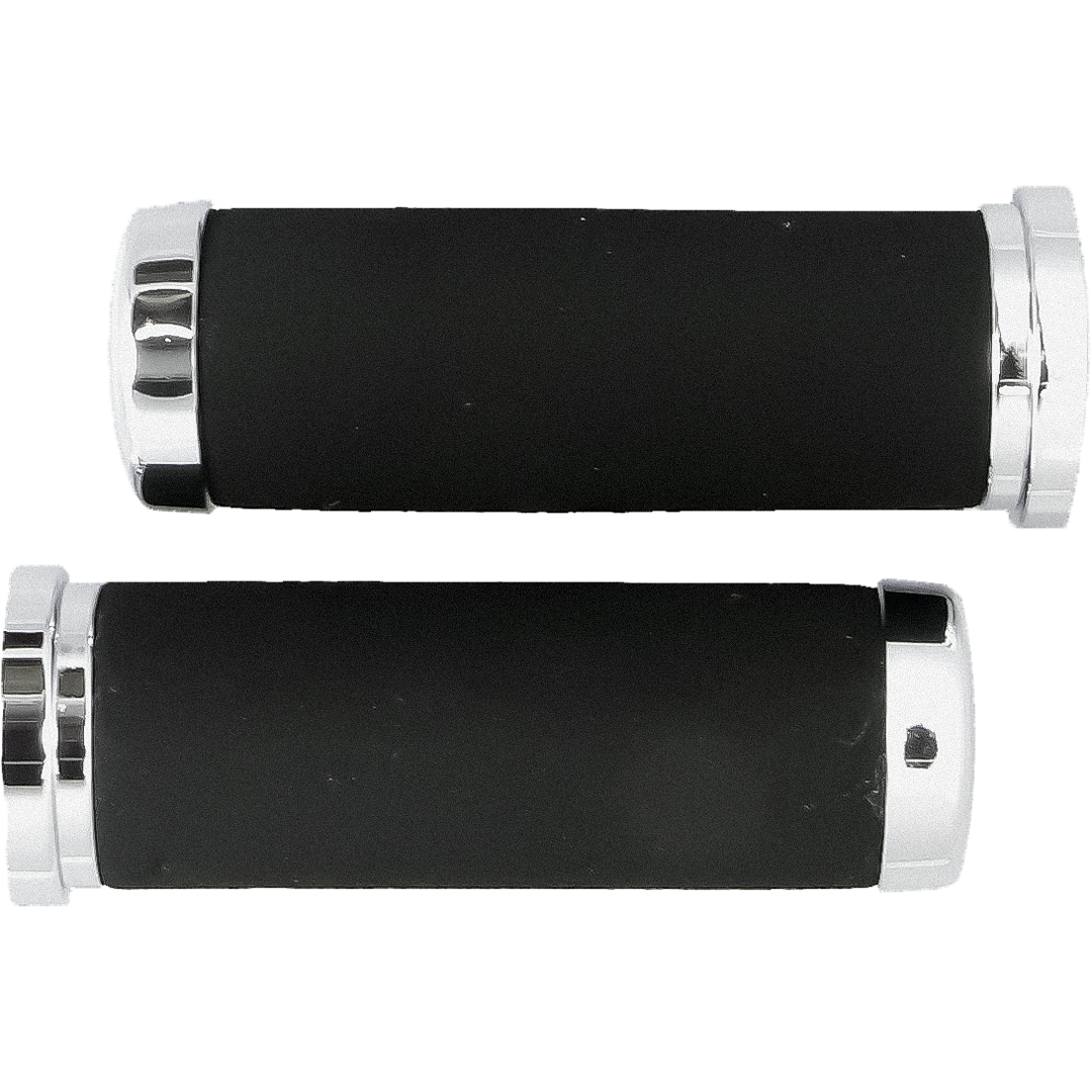 MCS Motorcycle Foam Grips With Chrome End Cap 1 Inch Bars