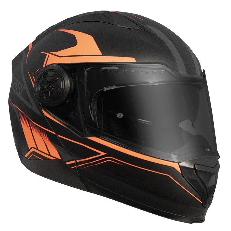 RXT 909 Flip-Up Motorcycle Helmet - Matt Black/Neon Orange -XL