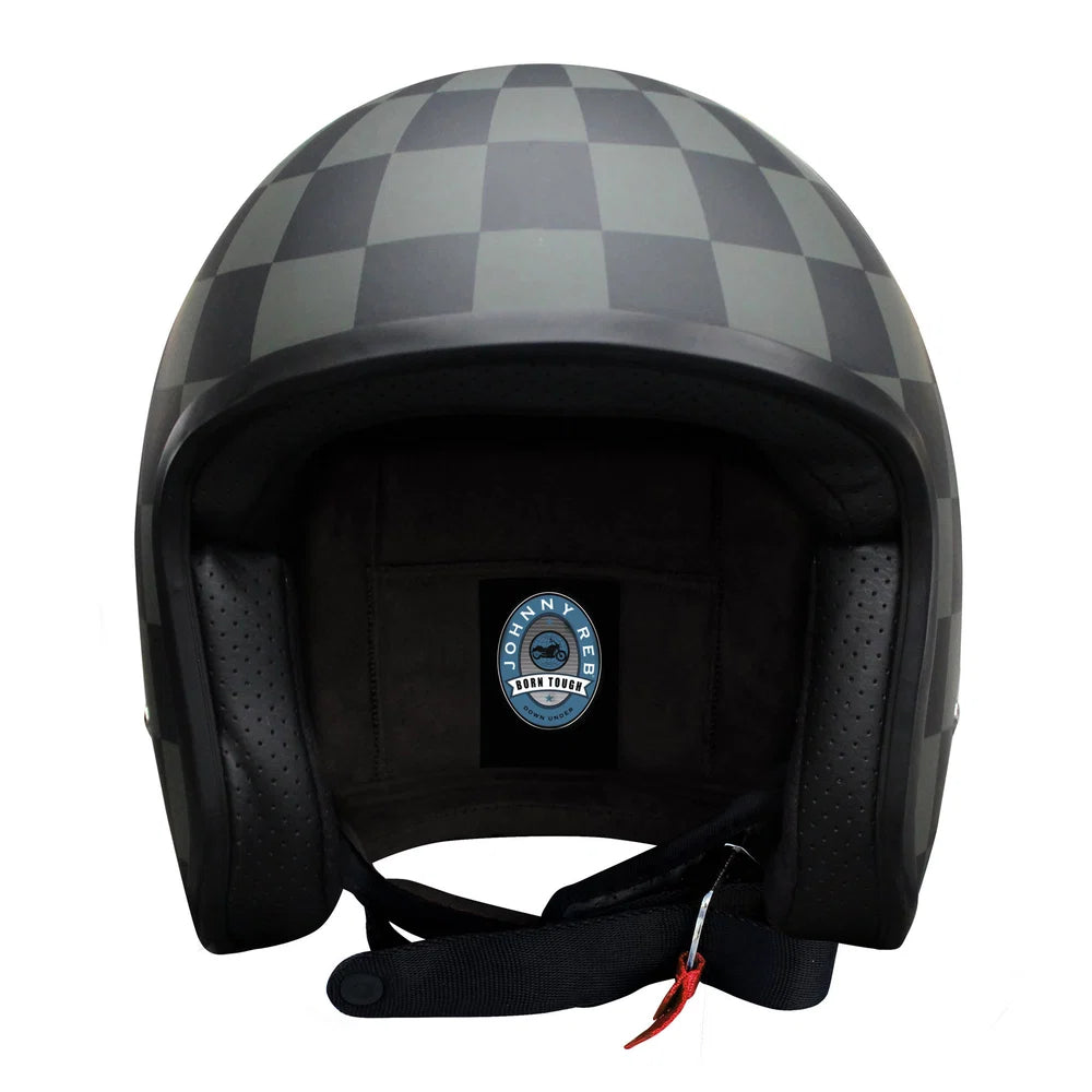 Johnny Reb Burke Motorcycle Helmet Check - X-Large - No Studs