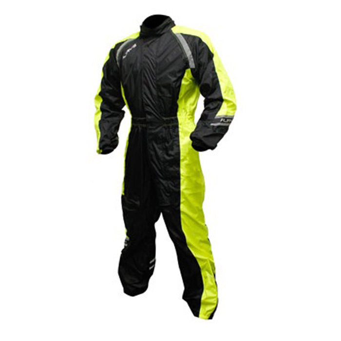 Rjays Tempest  Motorcycle Waterproof Motorbike Rain Suit - Black Hi-Viz - X-Small