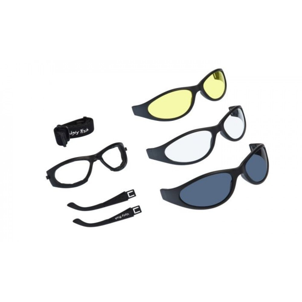 Ugly Fish Motorcycle Glasses - Glide - Matt Black - Smoke - Clear - Yellow - Lens